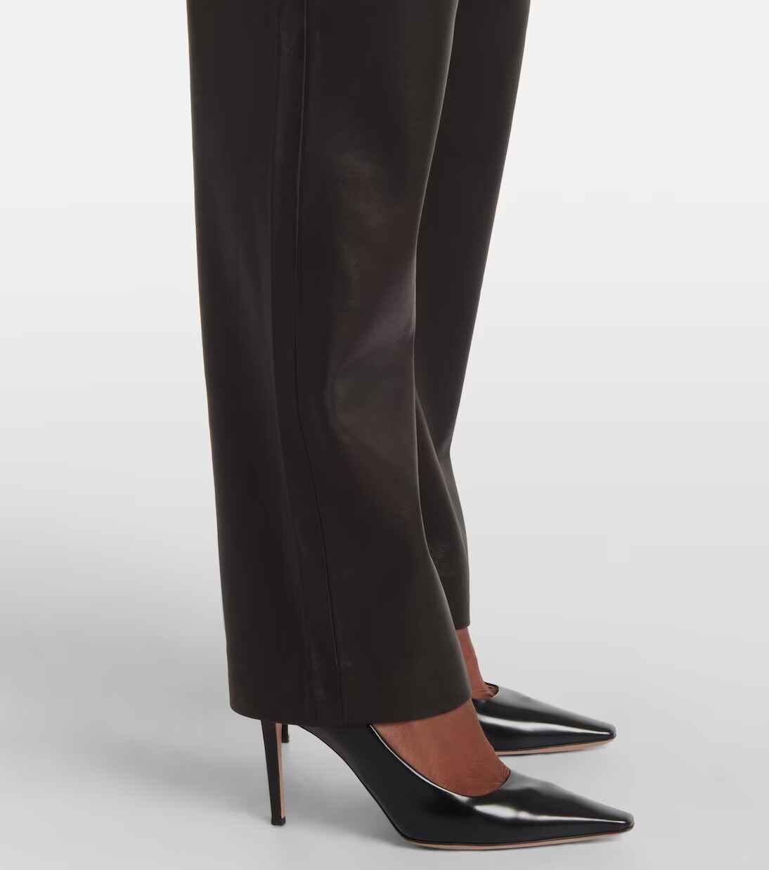 Women's Black Straight leather Pants
