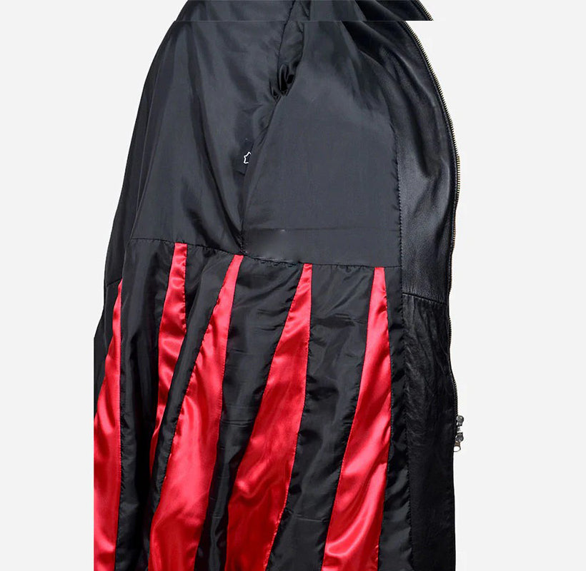 Women's Black Vampire Long Flare Leather Trench Coat