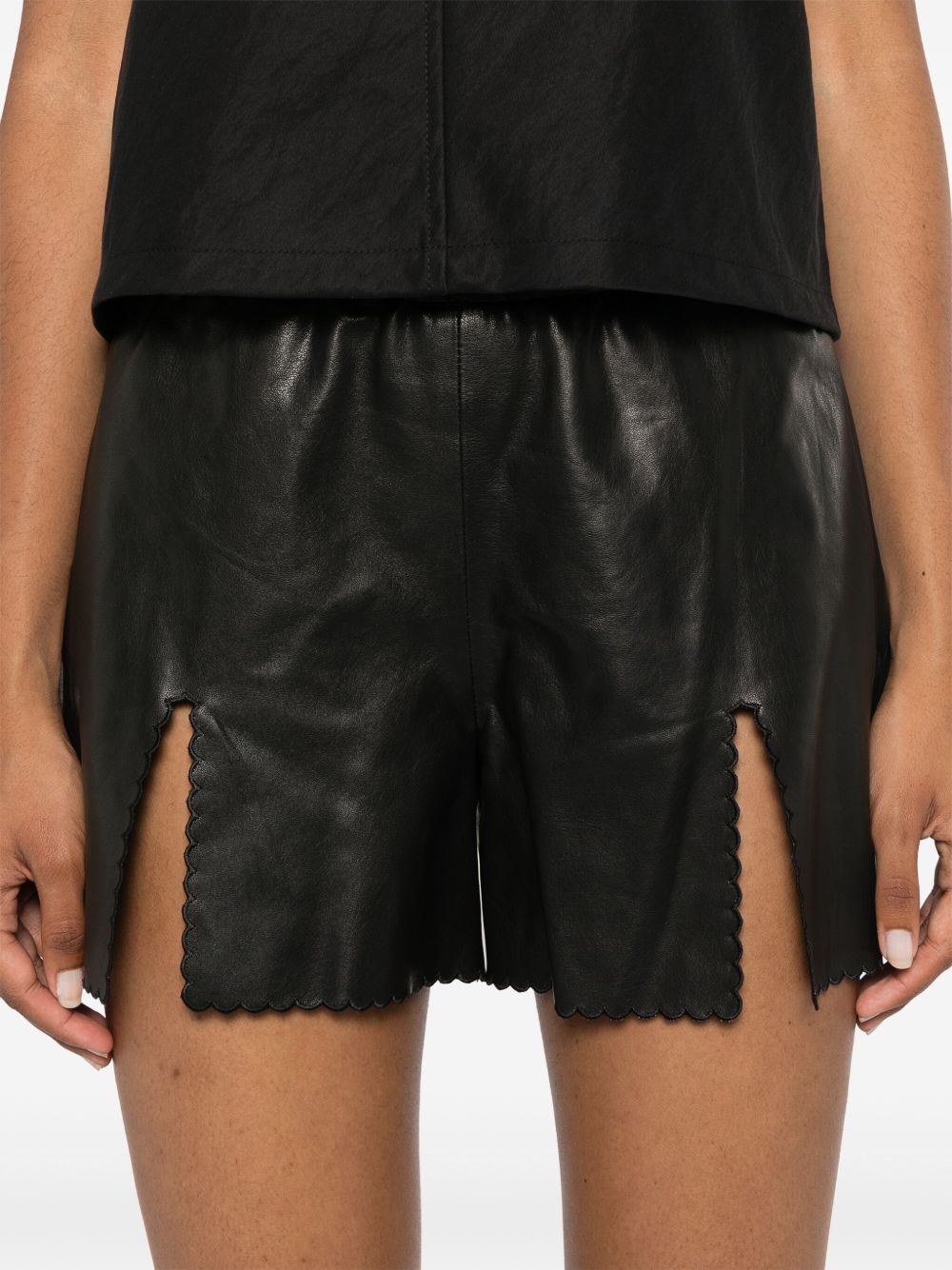 Women's Black Vented Leather Shorts