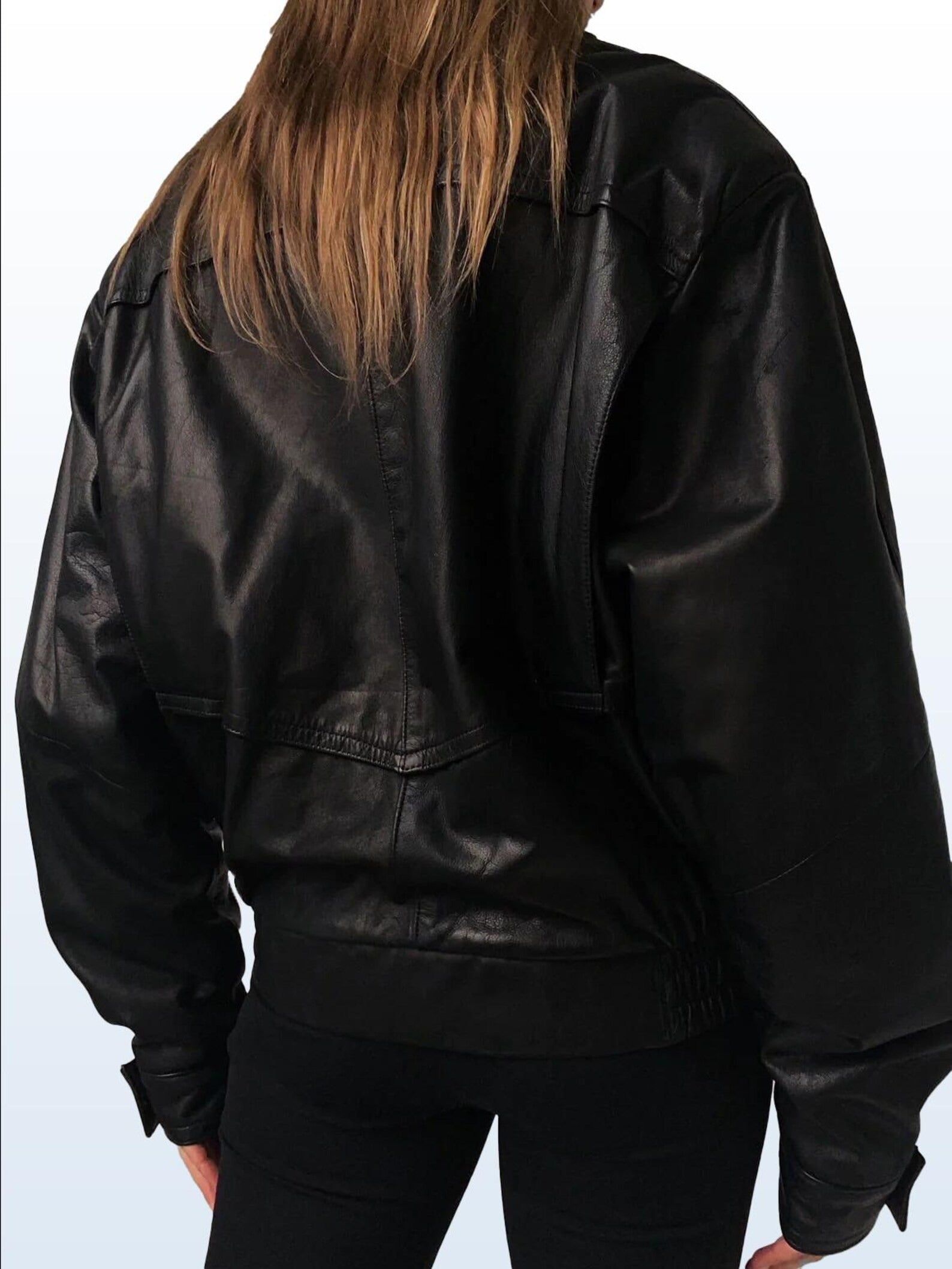 Women's Black Vintage Straight Cut Natural Grain Leather Jacket
