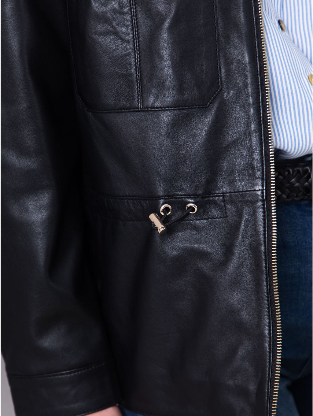 Women's Black Zipper Leather Jacket