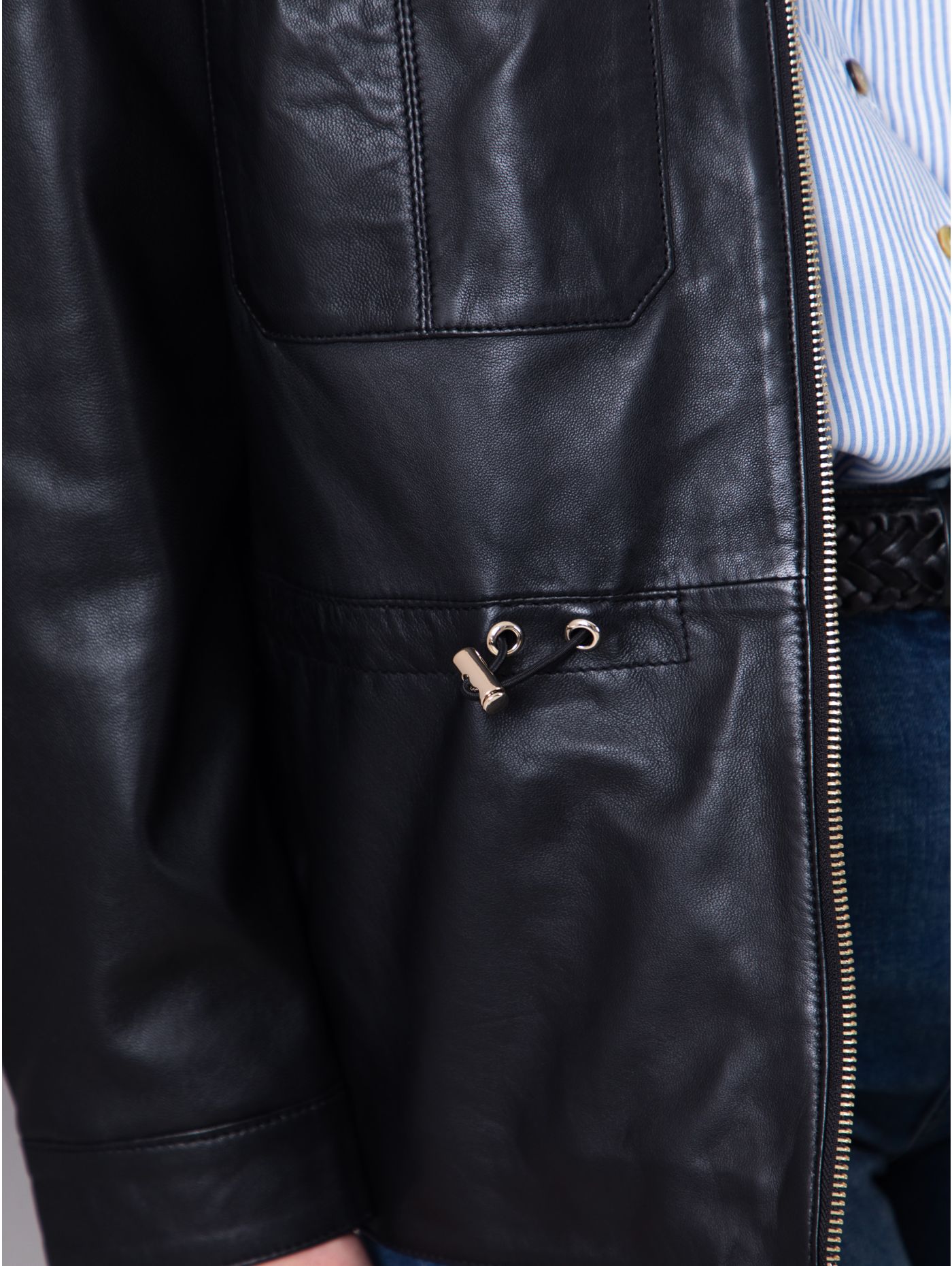 Women's Black Zipper Leather Jacket