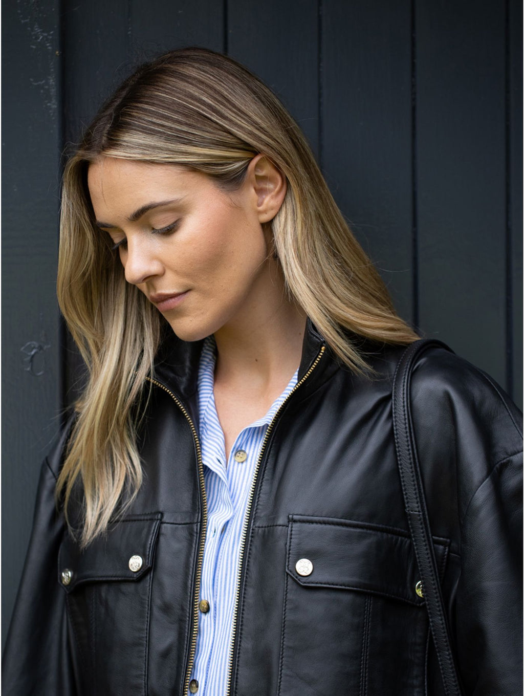 Women's Black Zipper Leather Jacket