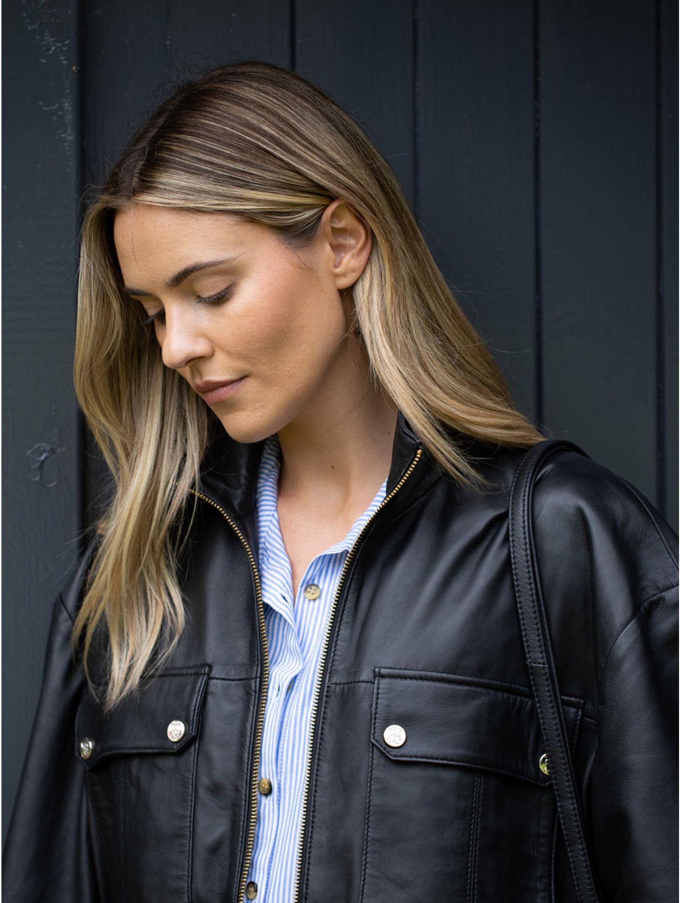 Women's Black Zipper Leather Jacket