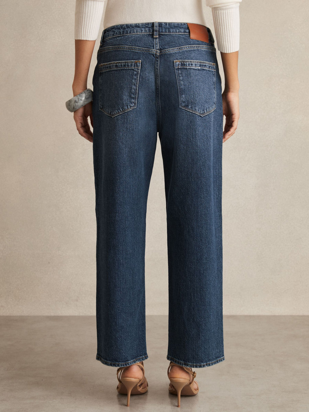 Women's Blue Petite Mid Rise Straight Leg Pant