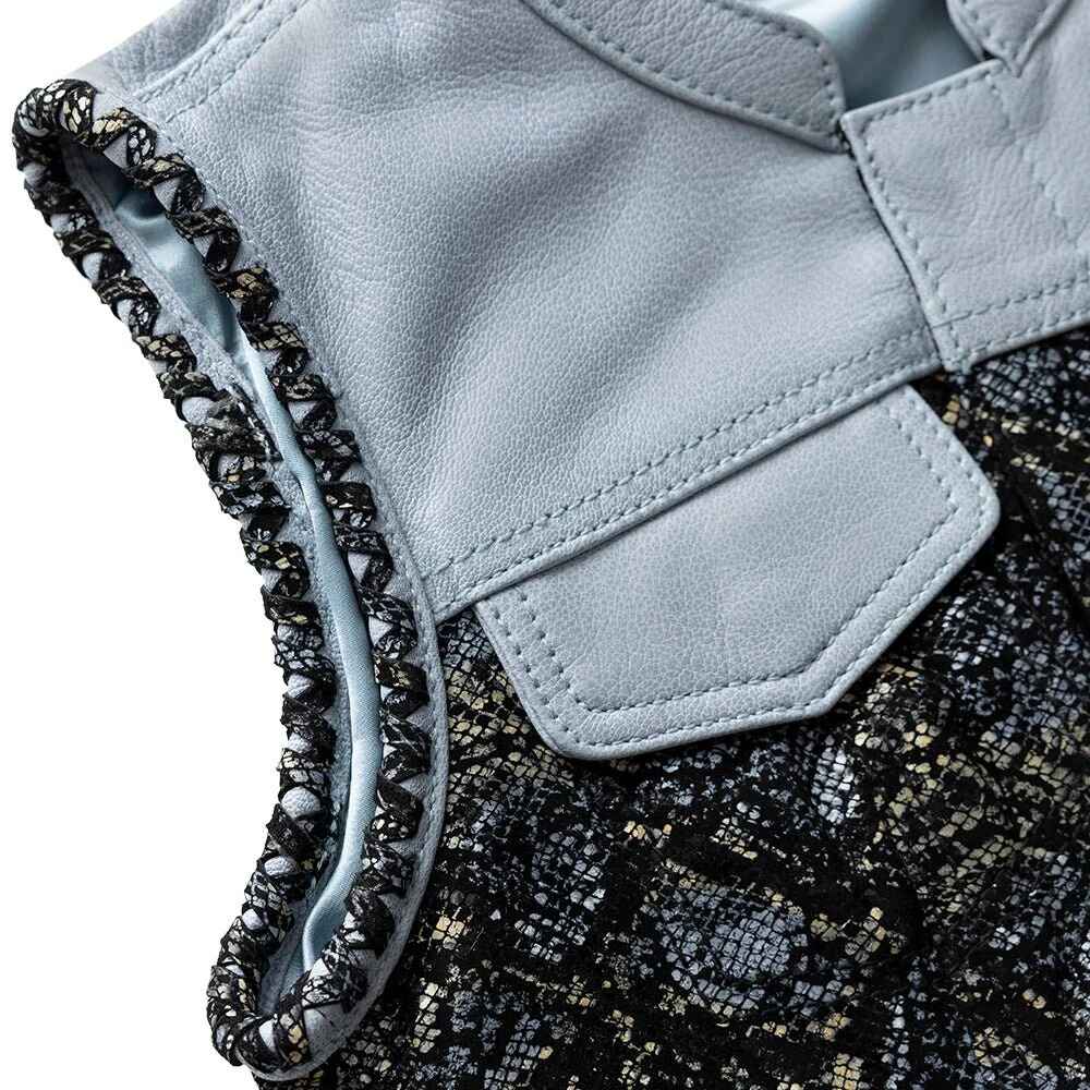 Women's Blue Viper Club Style Biker Leather Jacket