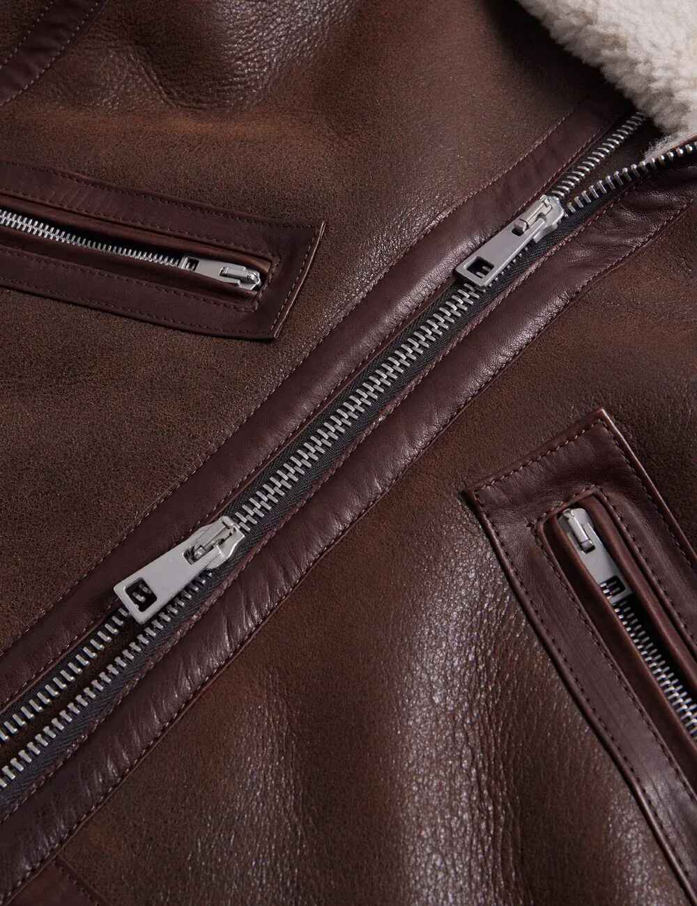Damenjacke „Aurora Elite“ aus Leder mit Lammfell in Braun