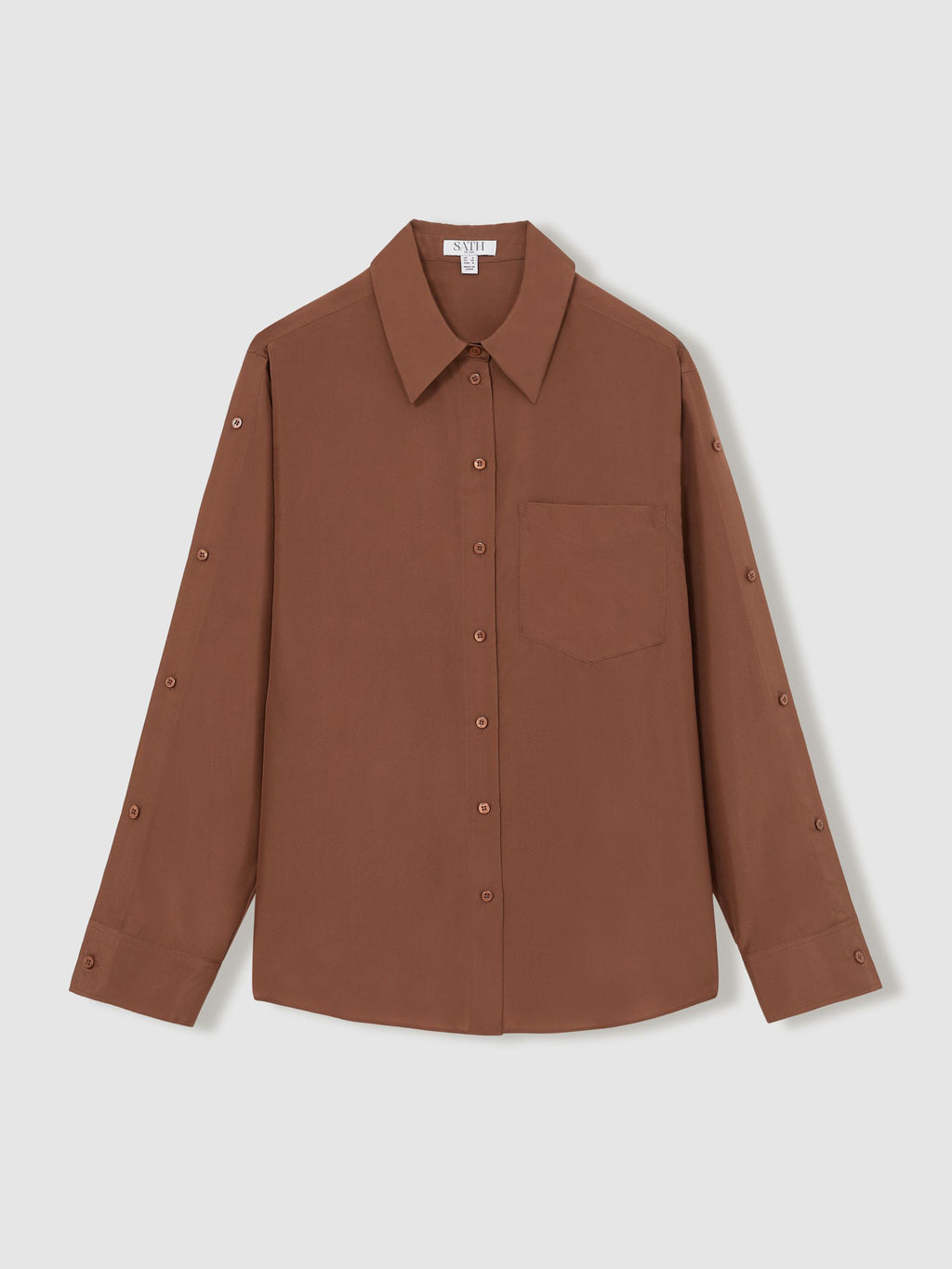 Women's Brown Classic Collar Adjustable Sleeves Shirt