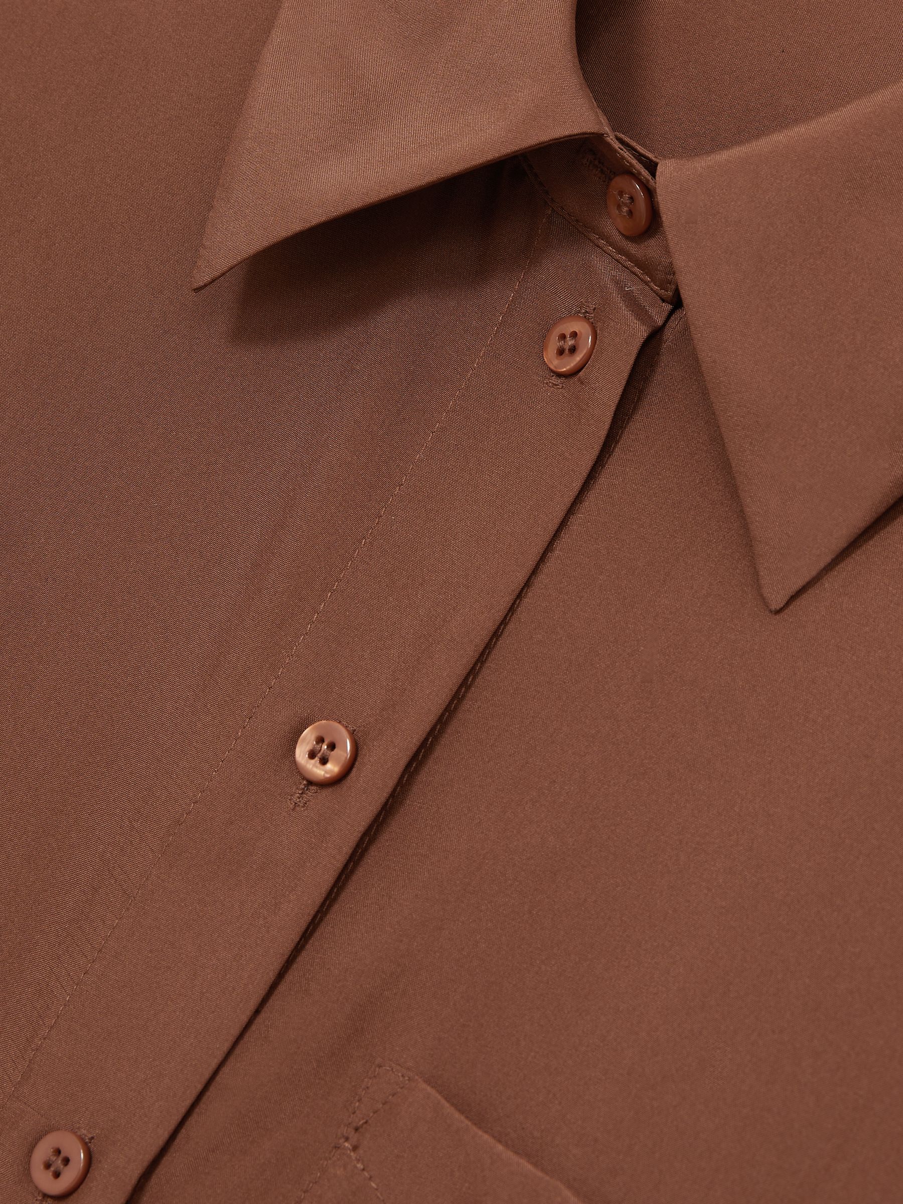 Women's Brown Classic Collar Adjustable Sleeves Shirt