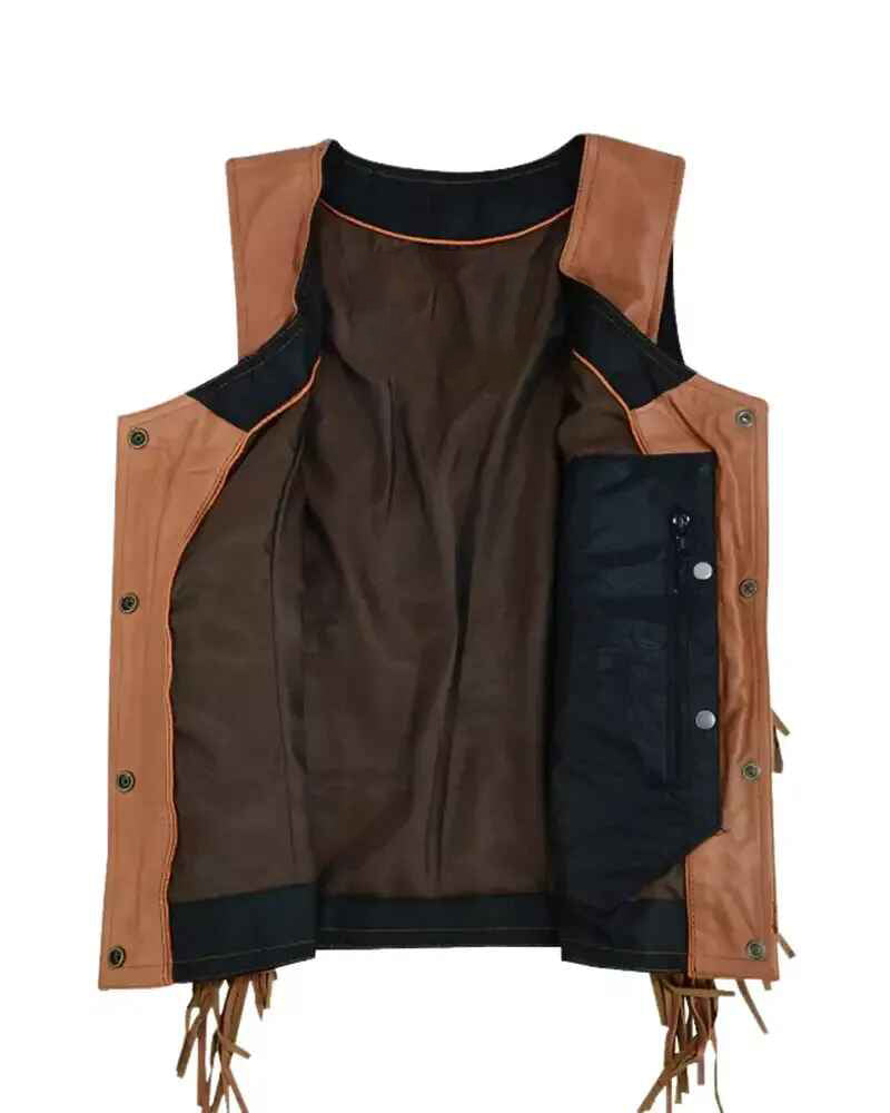 Women's Brown Fringed Leather Vest