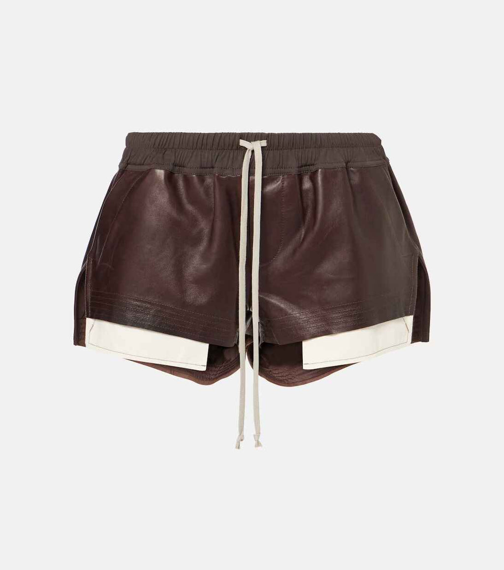 Women's Brown High Rise Leather Shorts