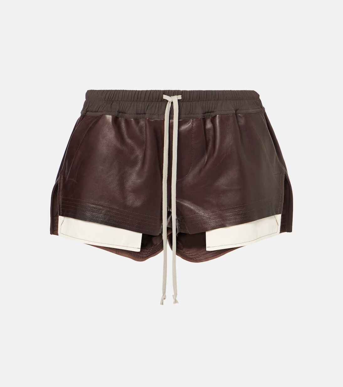 Women's Brown High Rise Leather Shorts