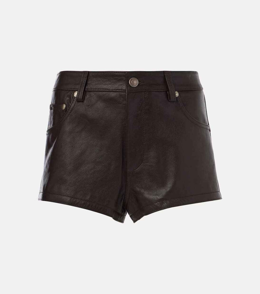 Women's Brown Lamb Leather Shorts