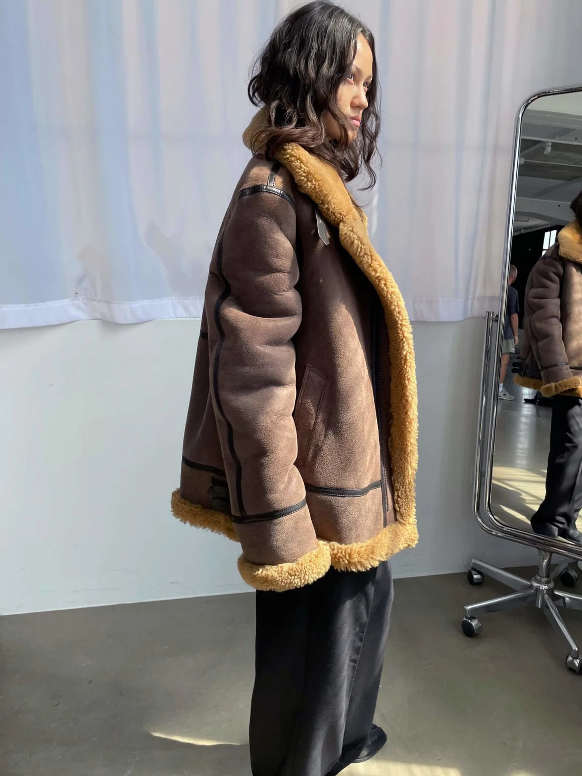 Women’s Brown Morgan Shearling Leather Jacket