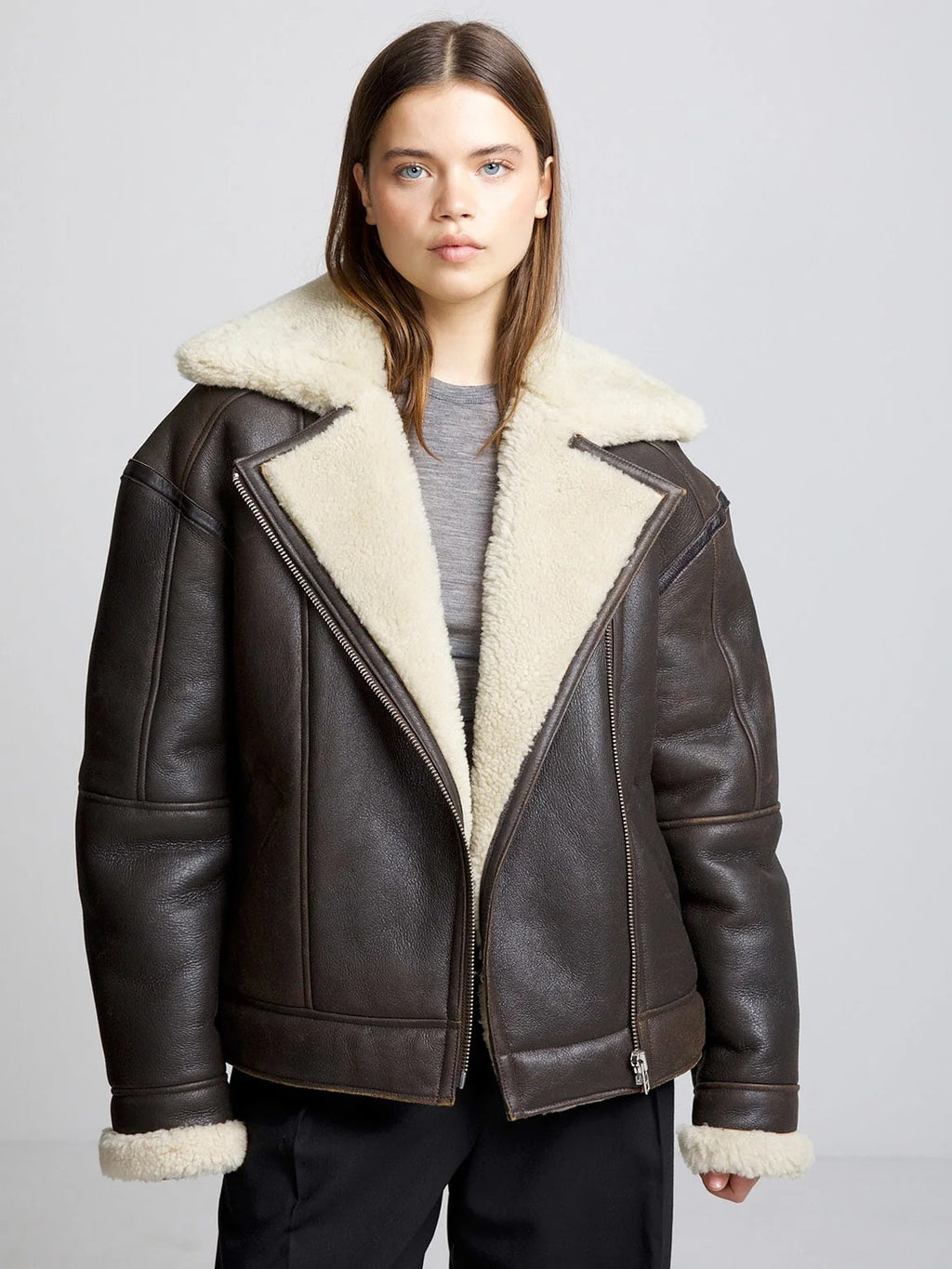 Women’s Brown Roby Shearling Leather Jacket
