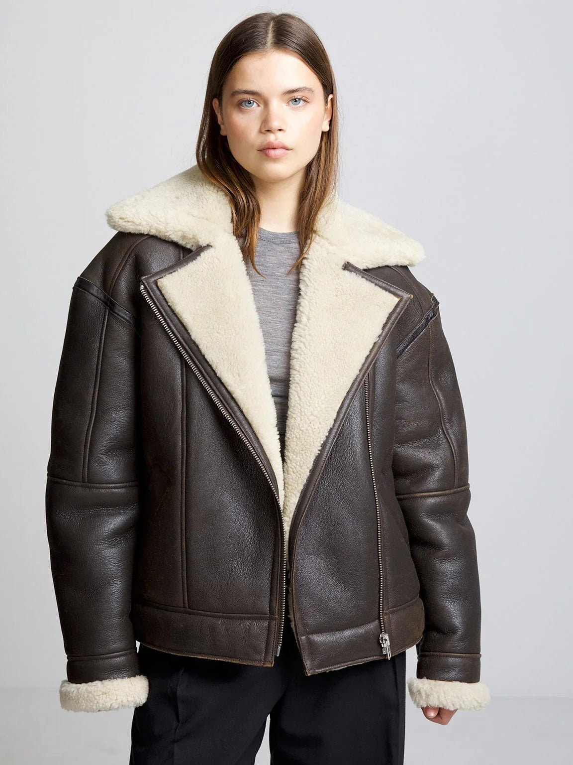 Women’s Brown Roby Shearling Leather Jacket