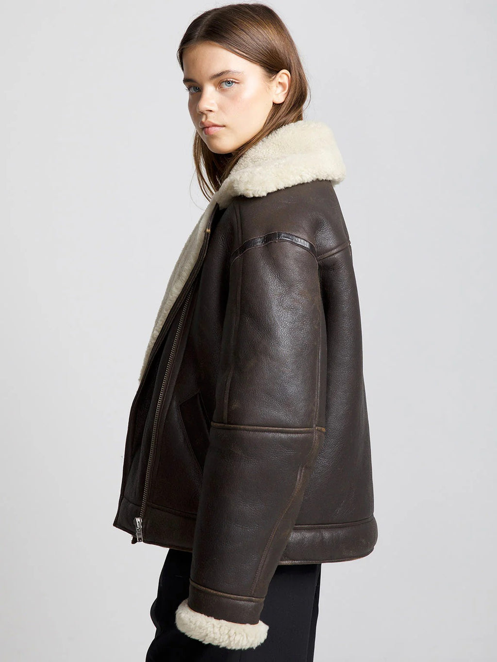 Women’s Brown Roby Shearling Leather Jacket