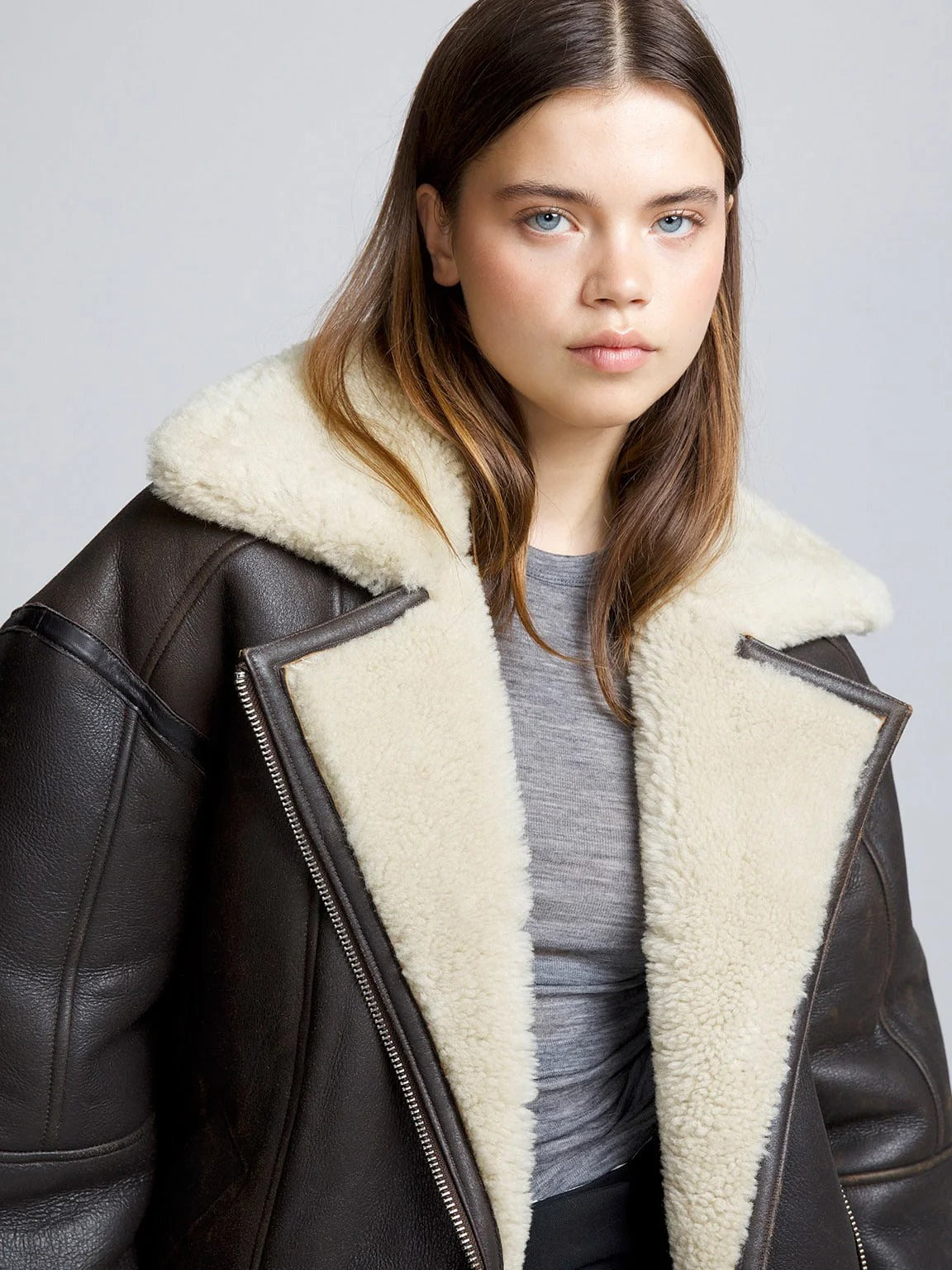 Women’s Brown Roby Shearling Leather Jacket