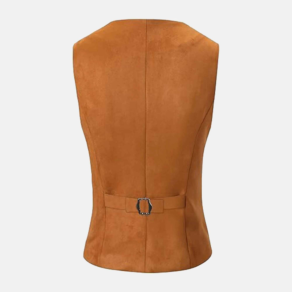 Women's Brown Shadow Streak Suede Leather Vests