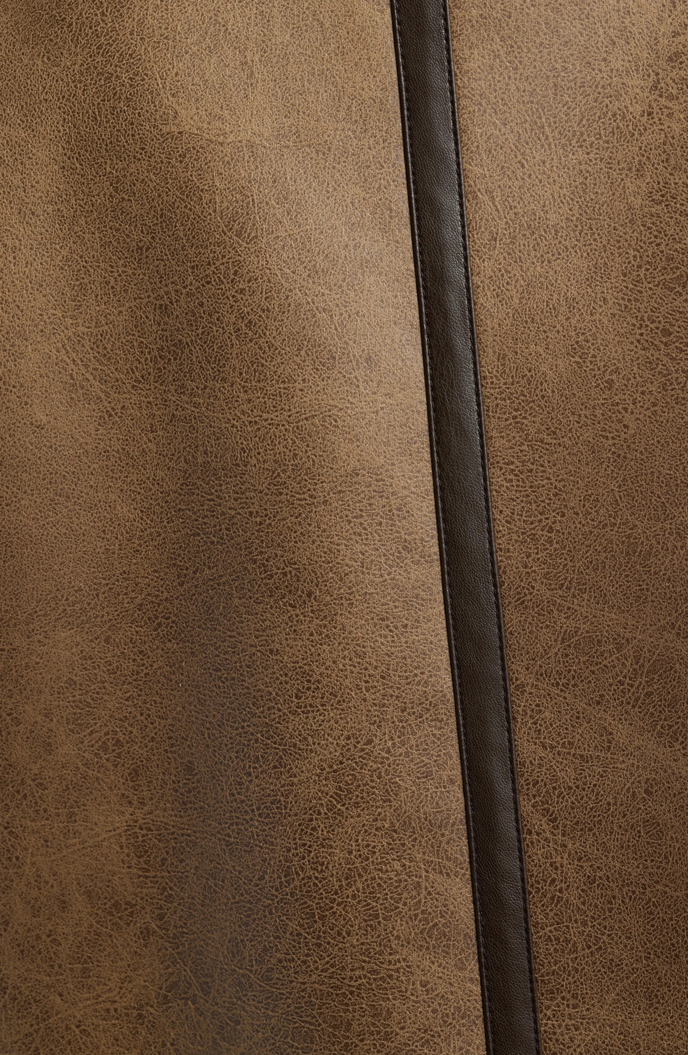 Women's Brown Spread Collar Faux Shearling Leather Vest