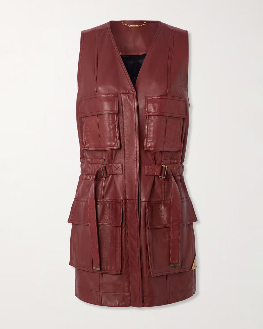 Women's Buckled Leather Vest