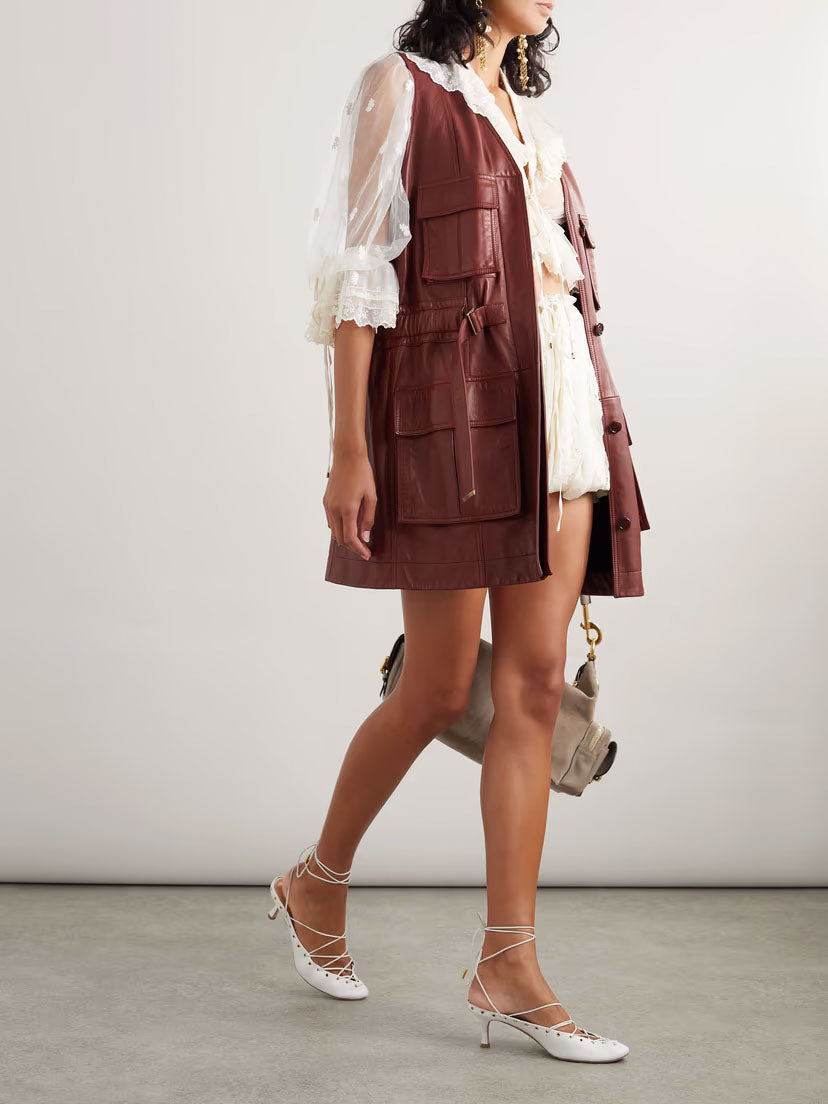 Women's Buckled Leather Vest