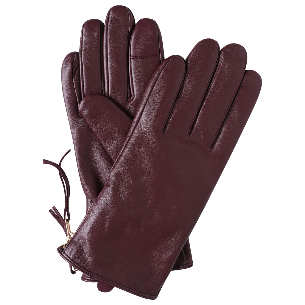 Women’s Burgundy Leather Gloves