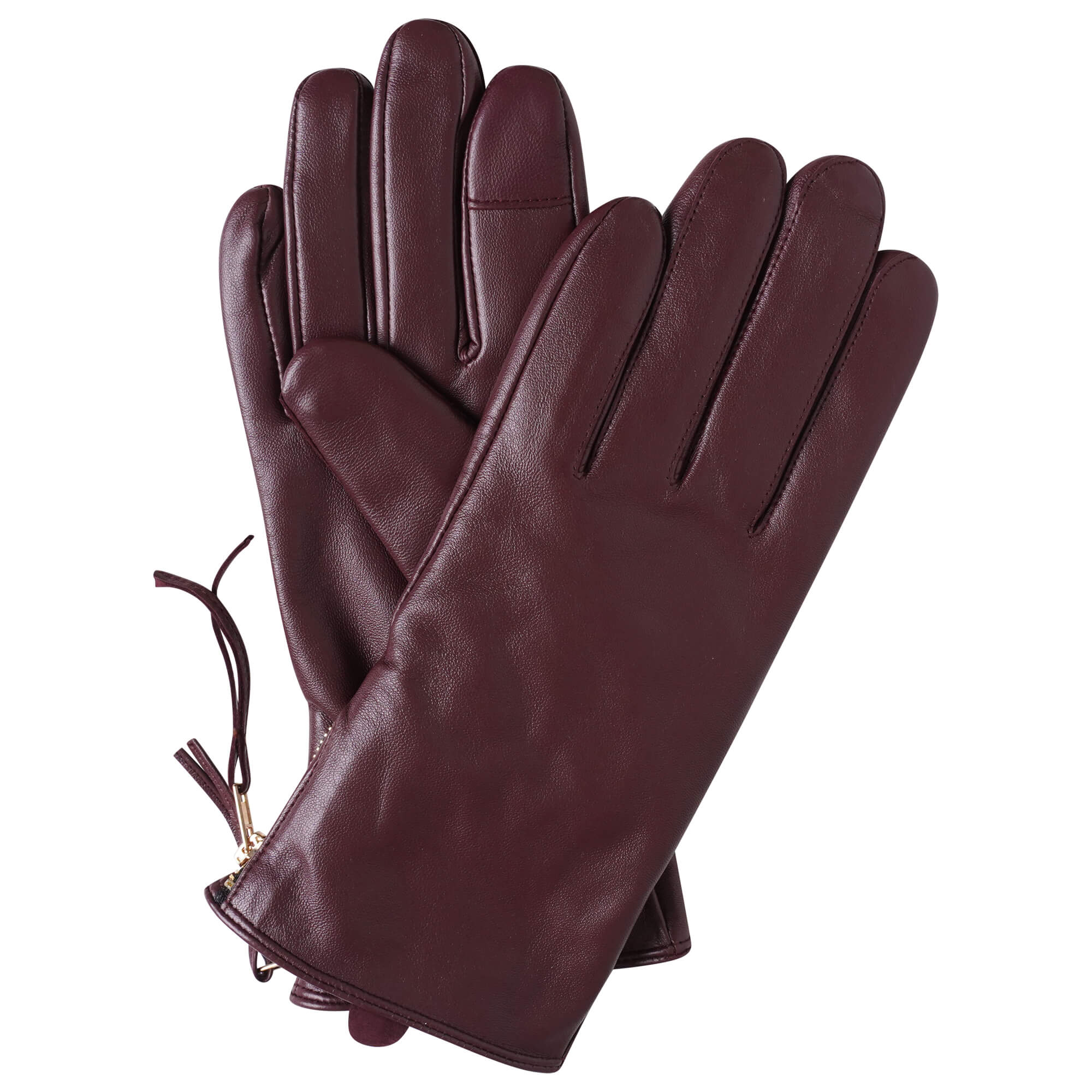 Women’s Burgundy Leather Gloves