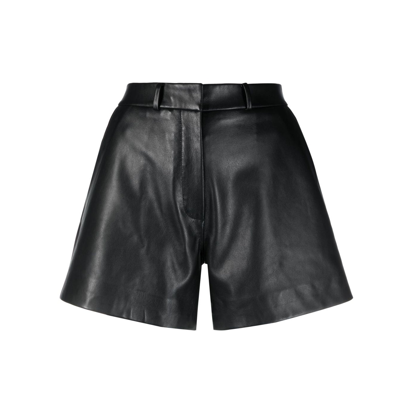 Women's Calf Leather Black Shorts