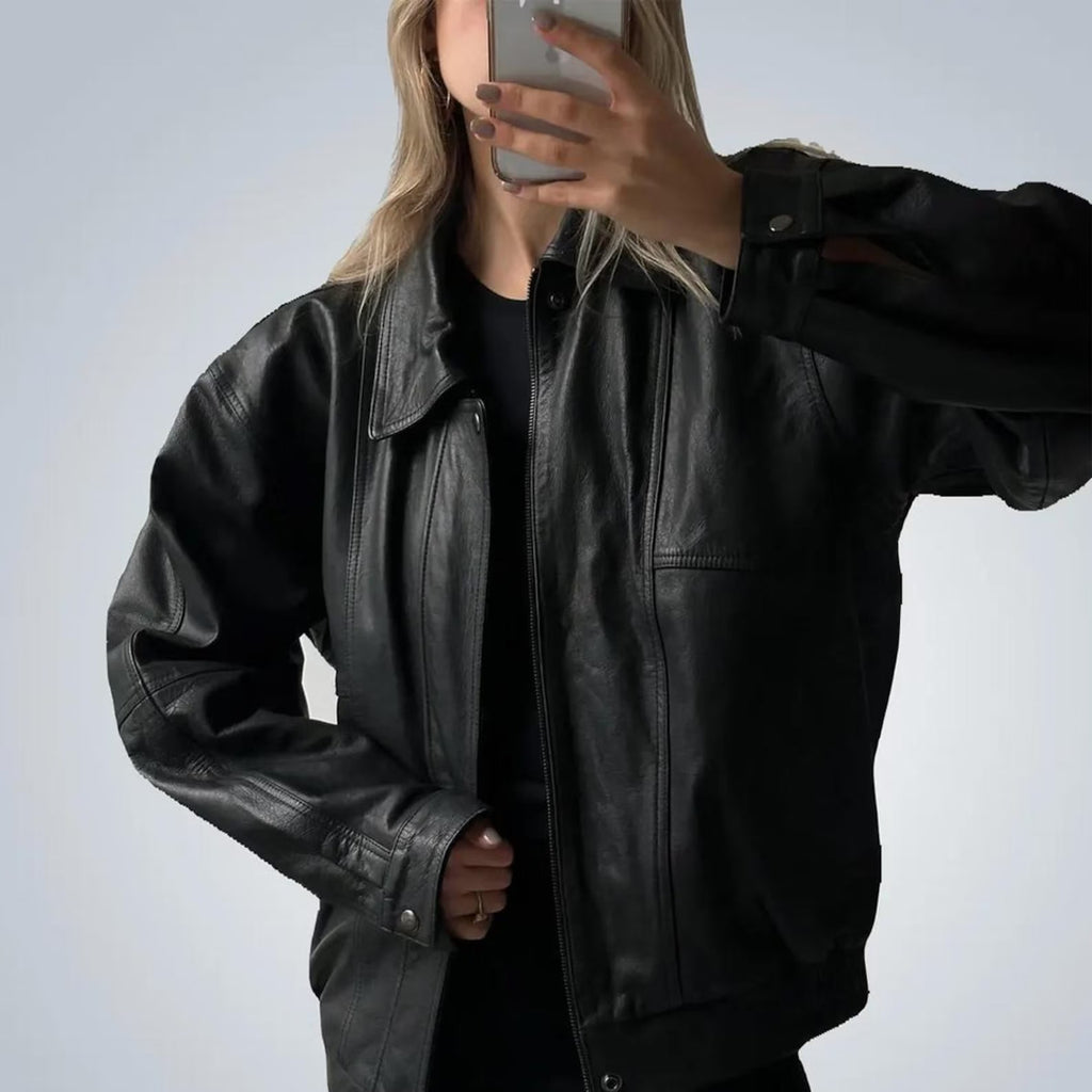 Women's Casual Sheepskin Oversized Leather Jacket