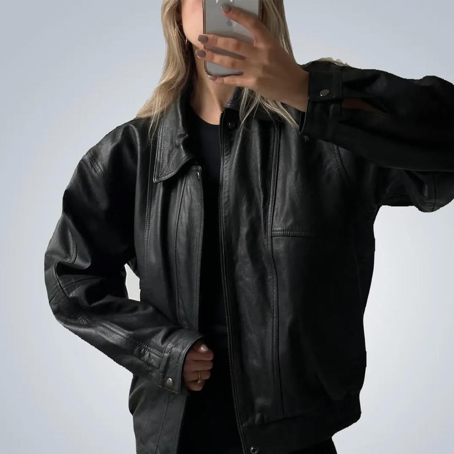 Women's Casual Sheepskin Oversized Leather Jacket