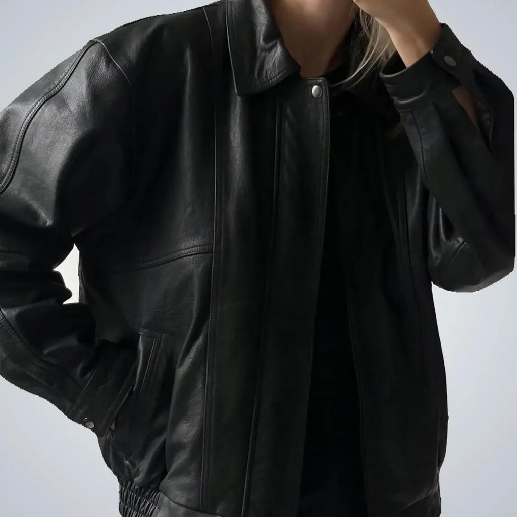 Women's Casual Sheepskin Oversized Leather Jacket