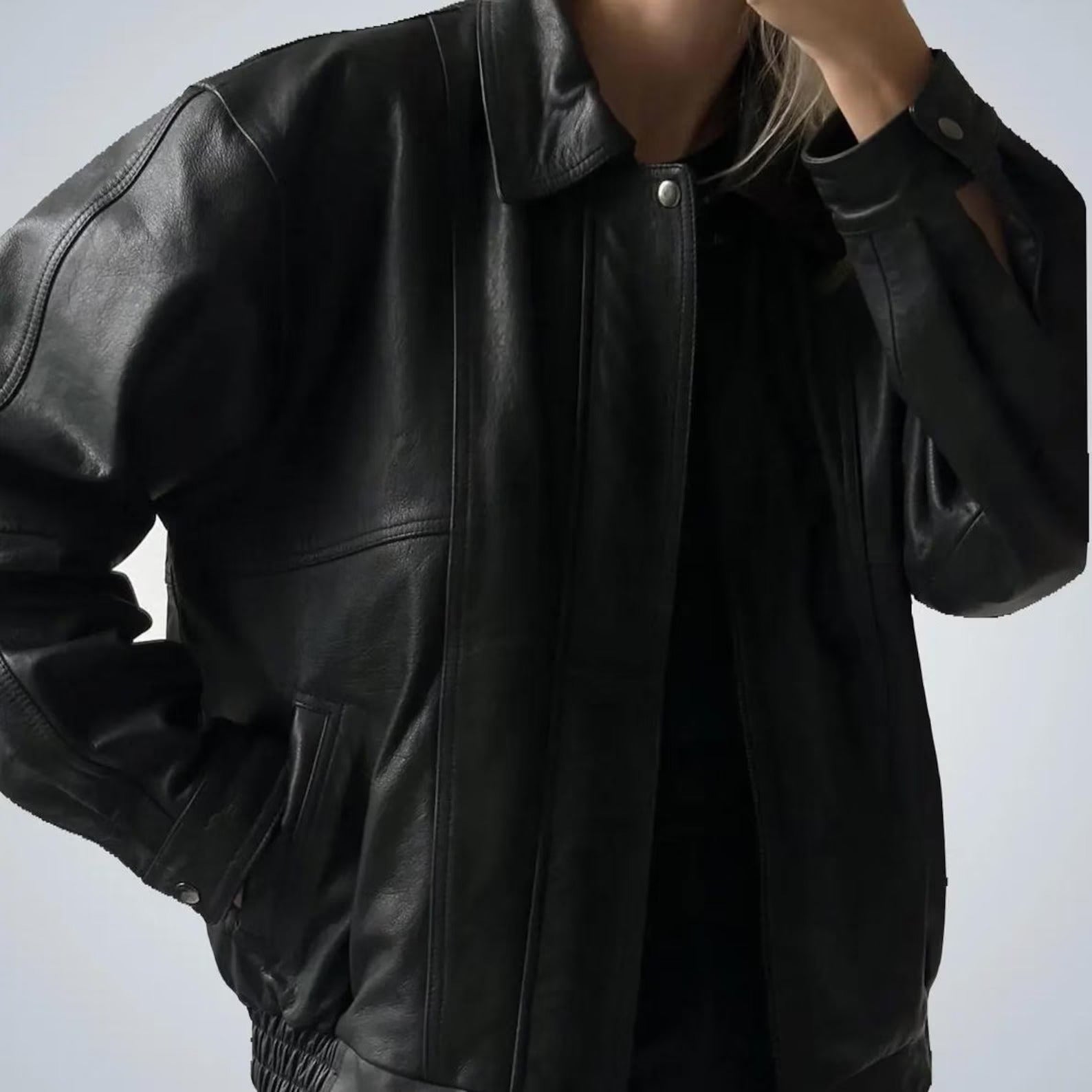 Women's Casual Sheepskin Oversized Leather Jacket