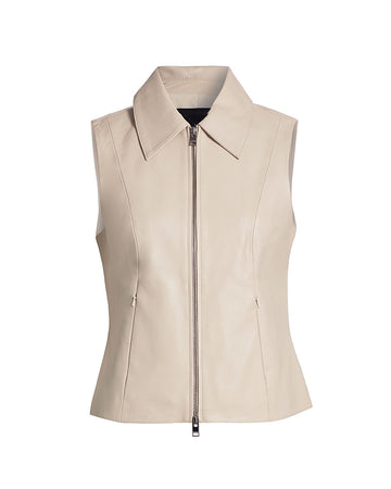 Women's Charlie Leather Vest - Cream