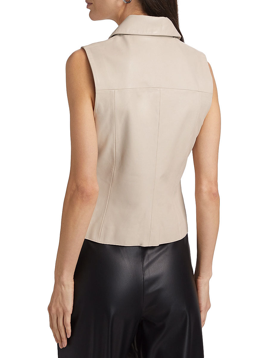 Women's Charlie Leather Vest - Cream