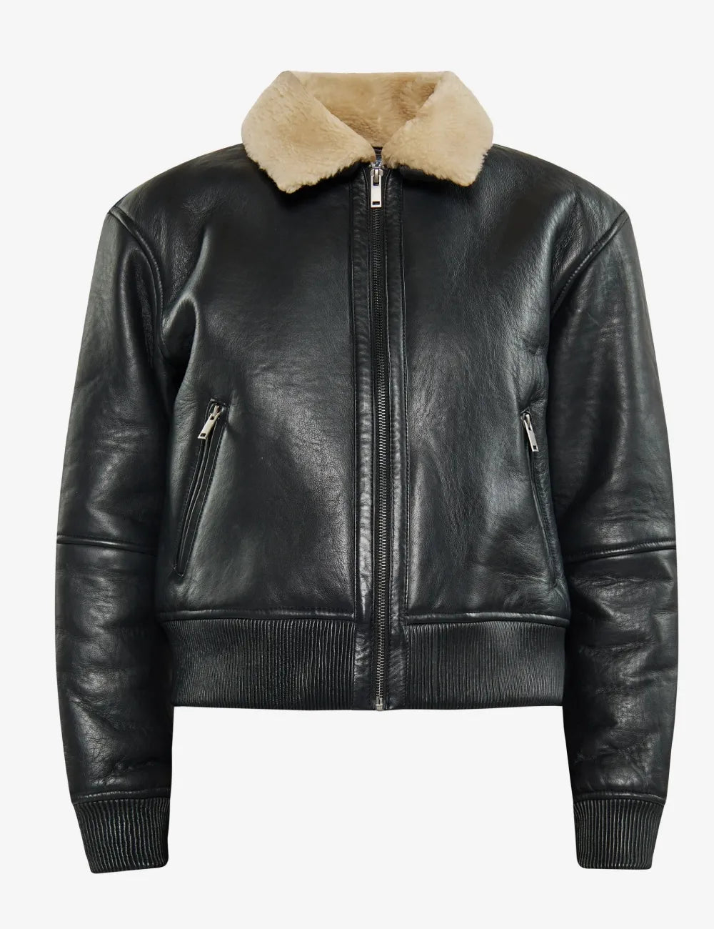 Women's Classic Aviator Bomber Leather Jacket