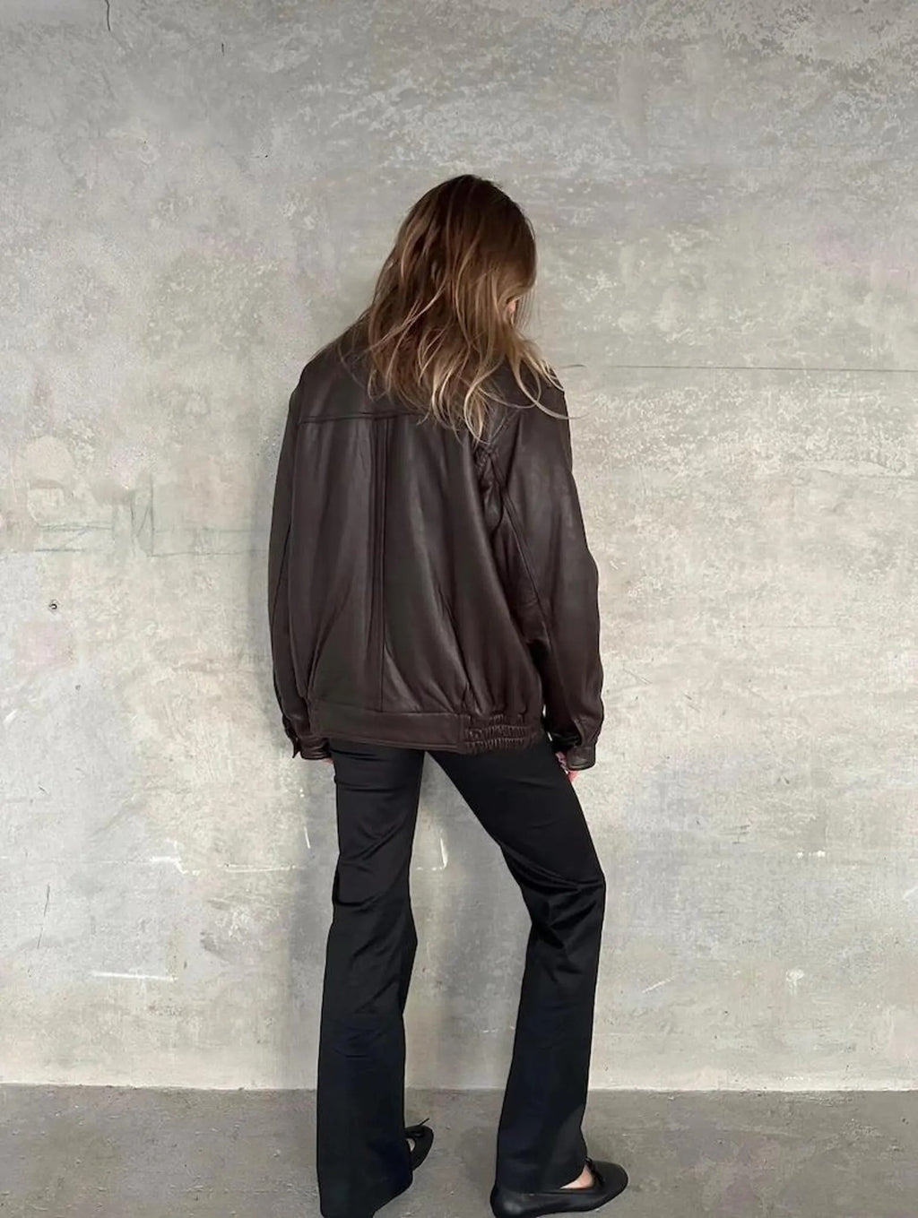 Women's Classic Retro Black Adjustable Fit Oversized Genuine Leather Jacket