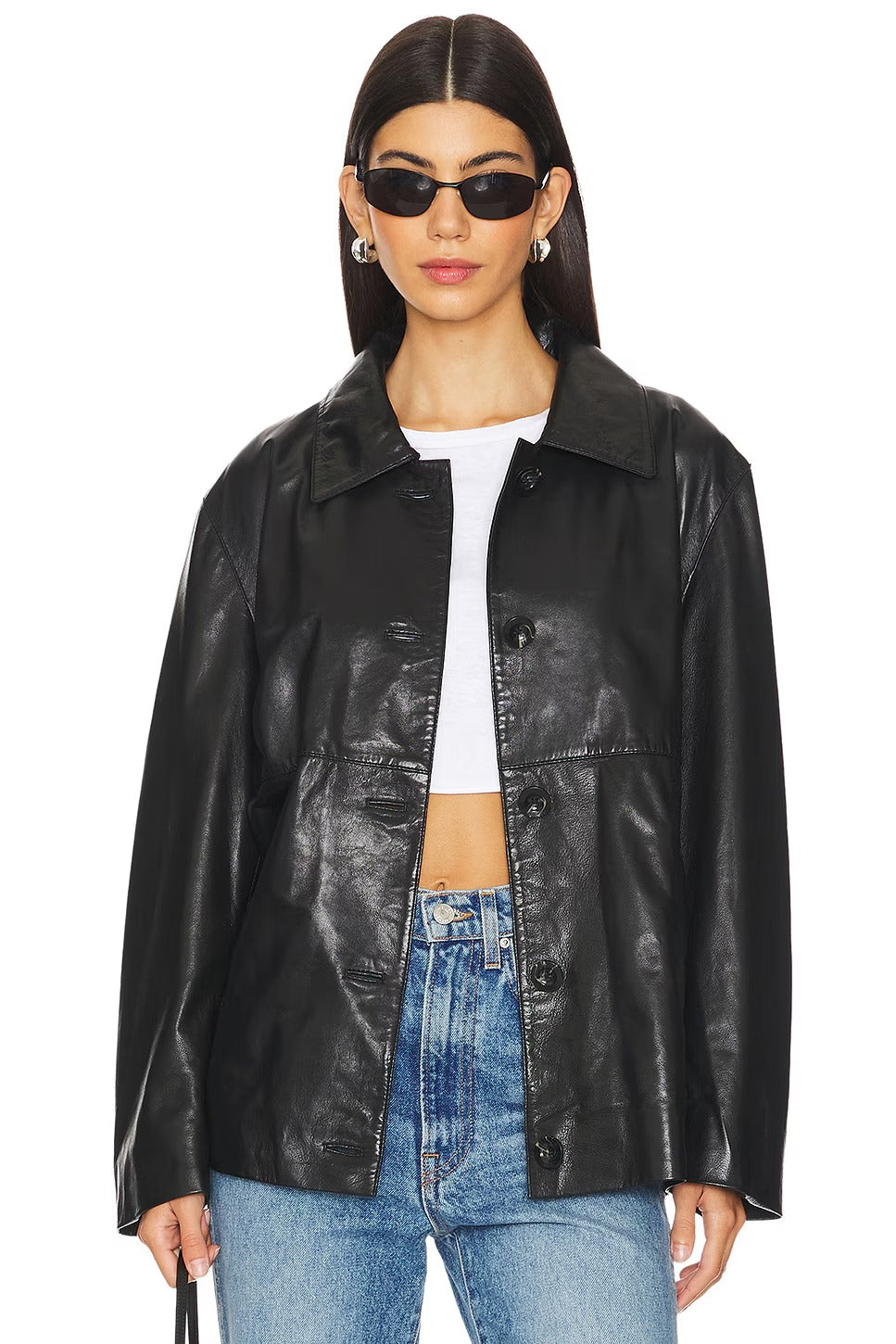 Women's Collar Simple Leather Jacket