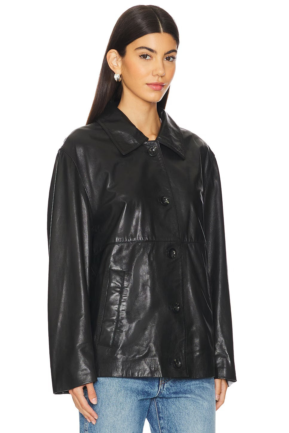 Women's Collar Simple Leather Jacket