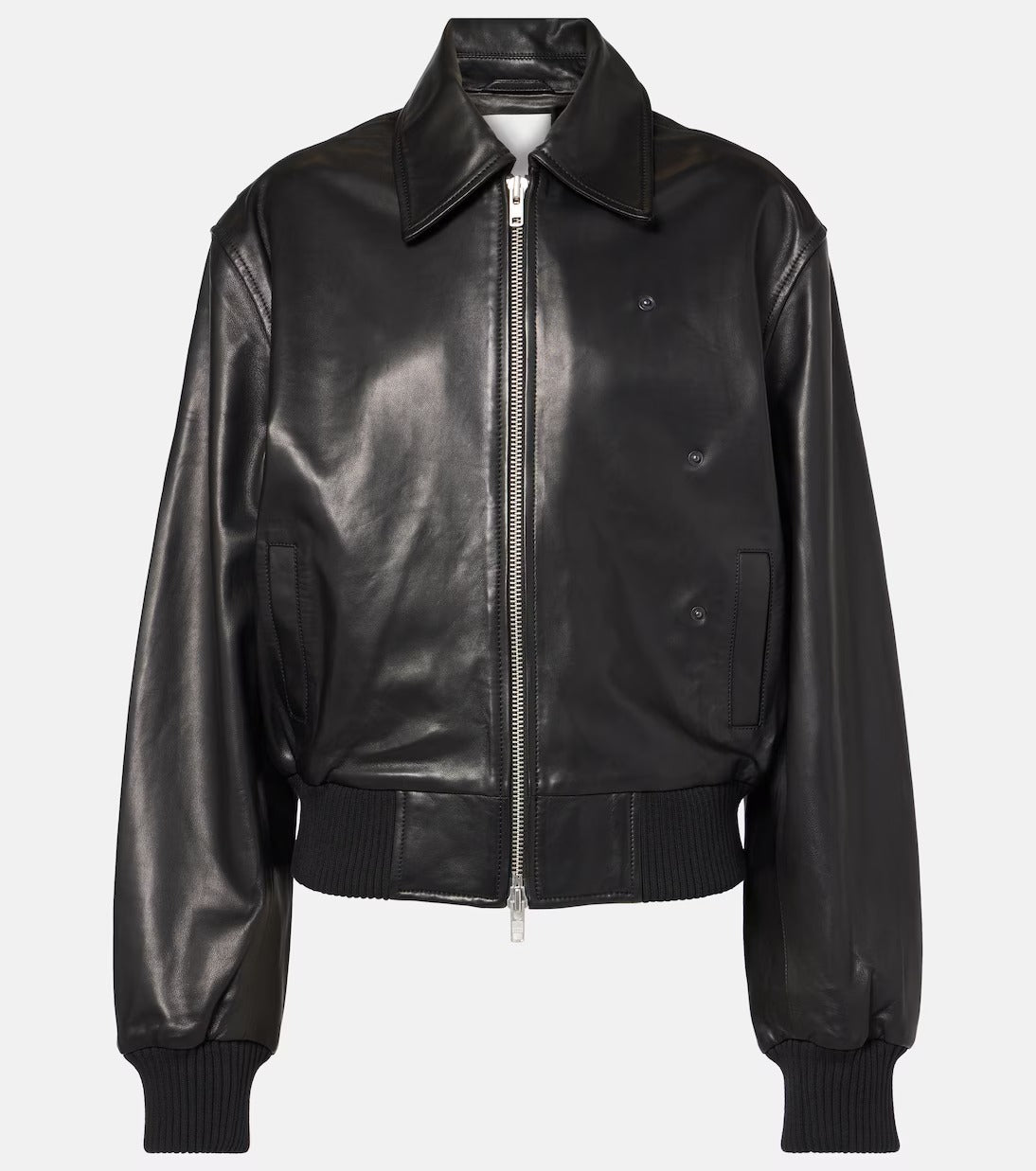 Women's Collar Style Aviator Bomber Leather Jacket