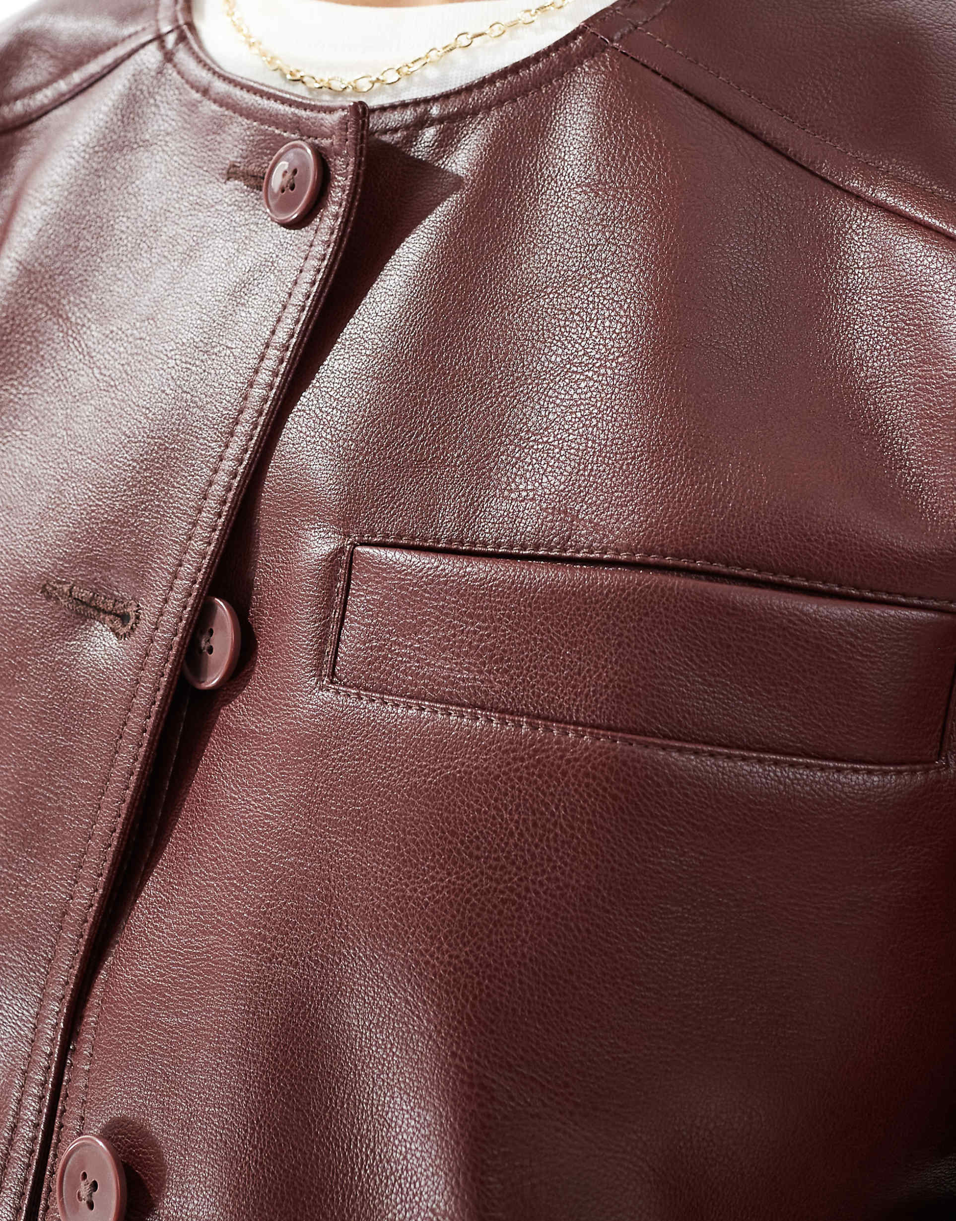 Women's Collarless Black Leather Jacket