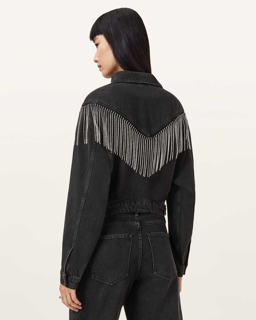 Women's Cotton Embellished Fringe Denim Jacket