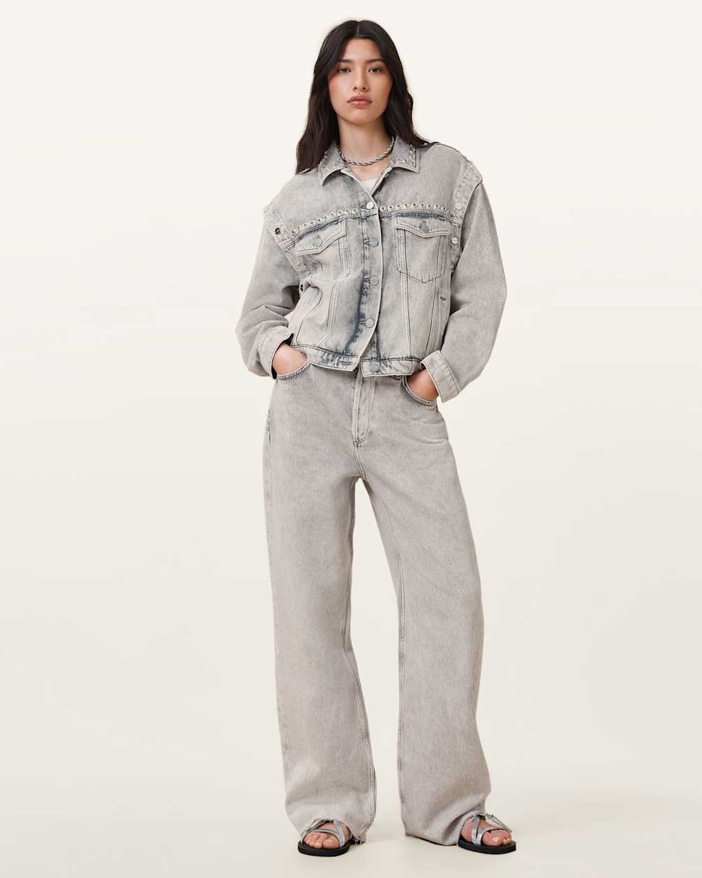 Women's Cotton Studded Denim Jacket