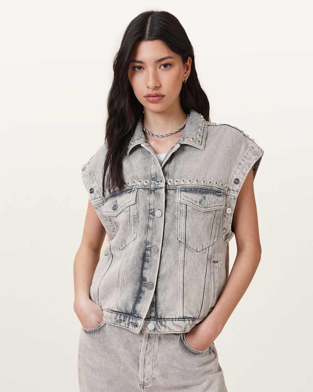 Women's Cotton Studded Denim Jacket