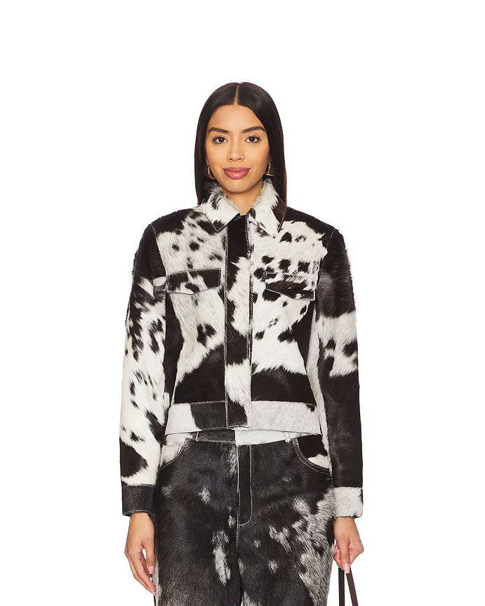 Women's Cow Hair Multi Leather Jacket