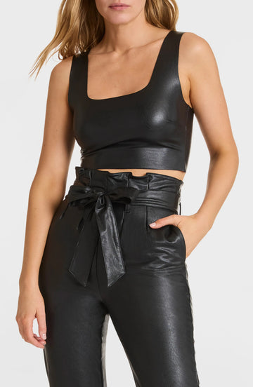 Women's Crop Leather Top