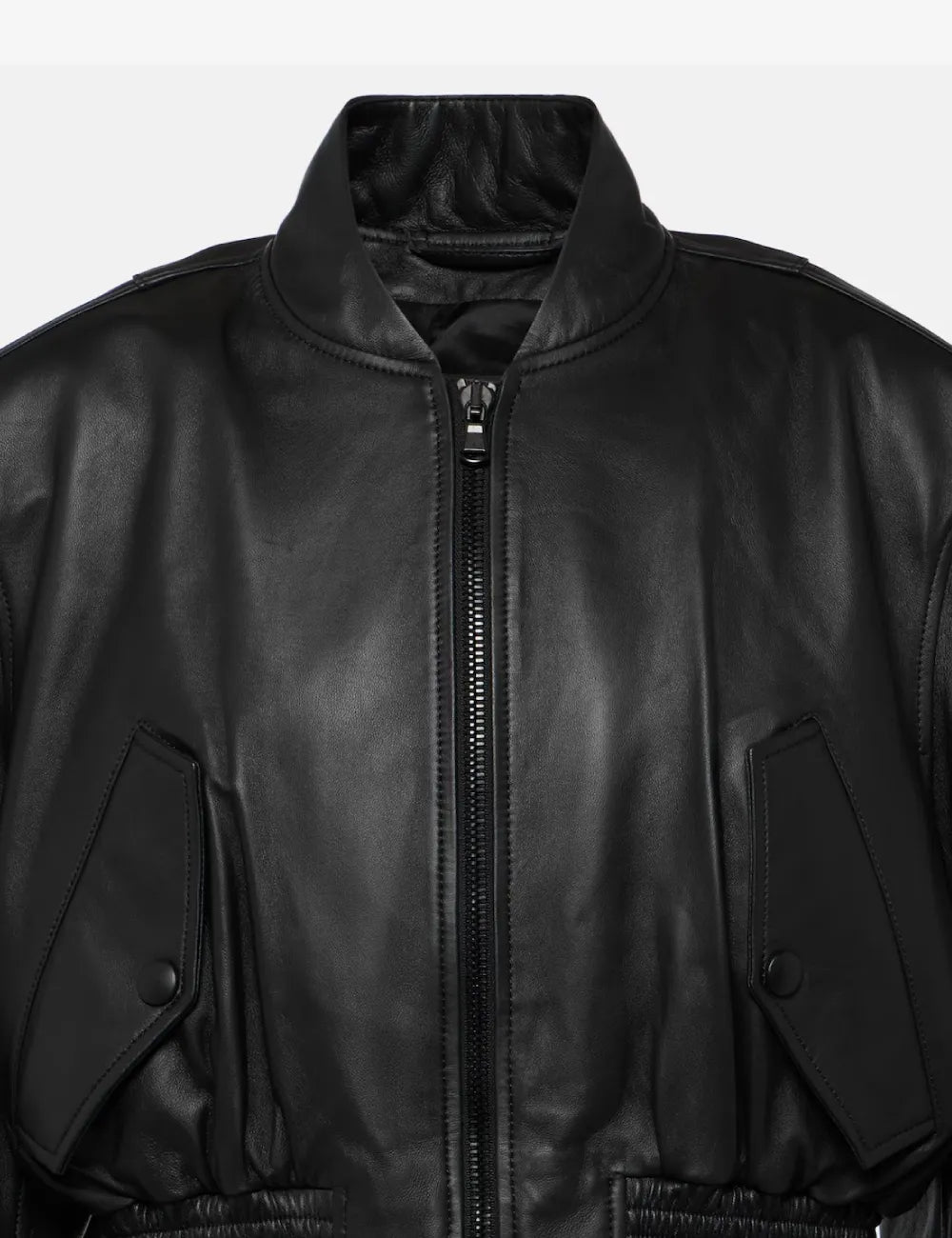 Women's Cropped Aviator Bomber Leather Jacket