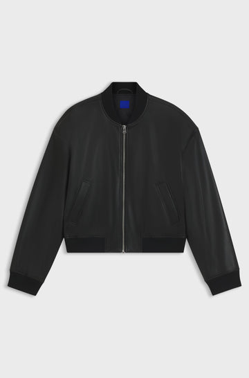 Kurze Bomberjacke aus Kunstleder für Damen
