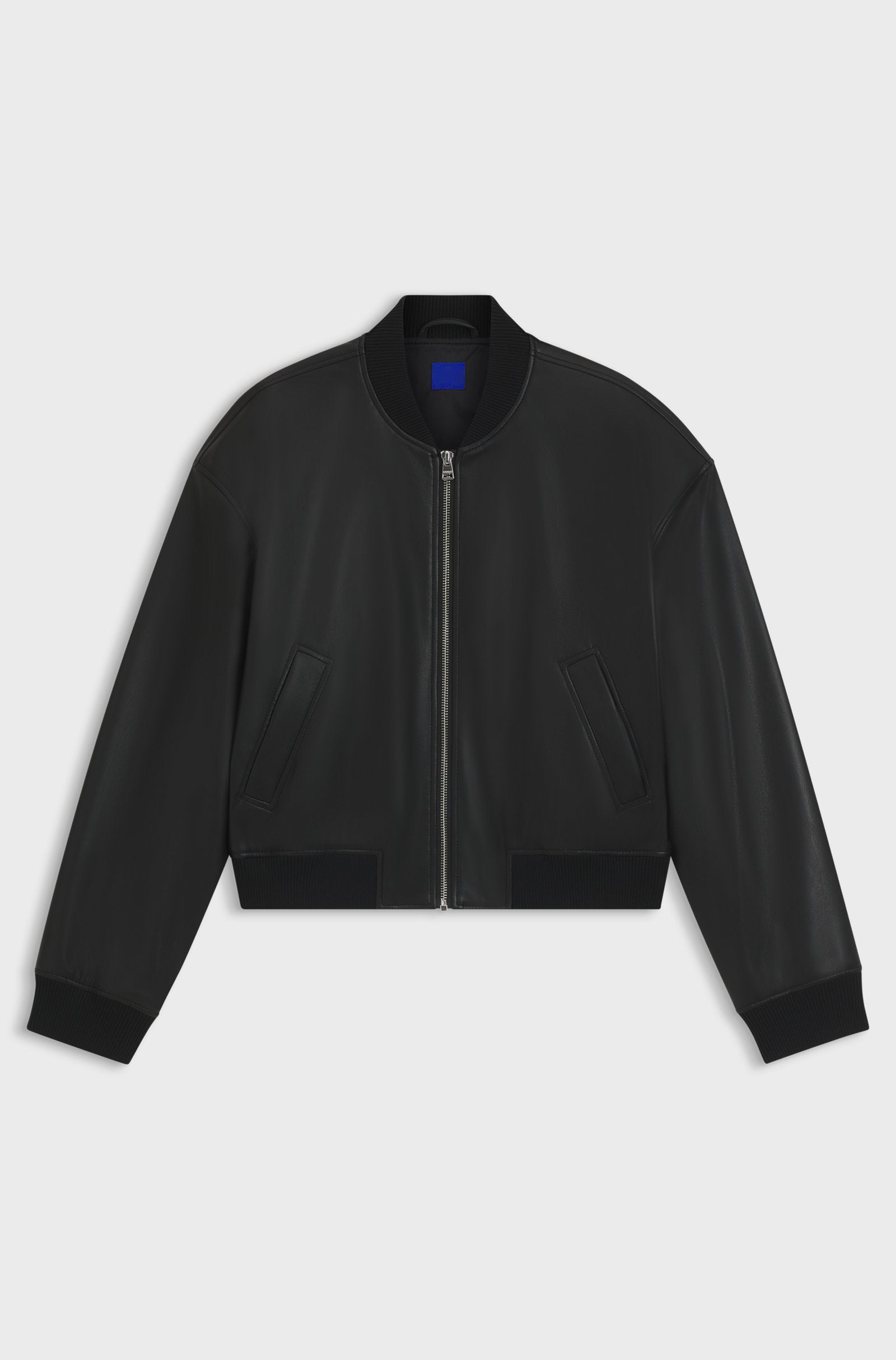 Women's Cropped Bomber Jacket in Faux Leather
