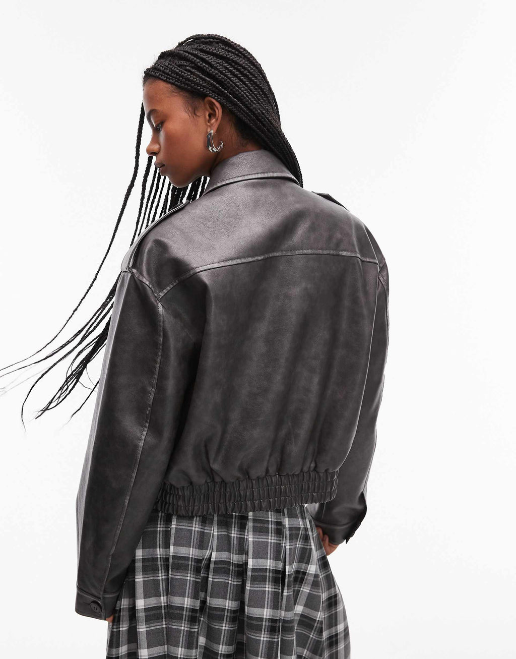 Women's Cropped Length bomber Leather Jacket